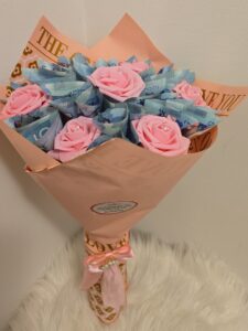 Bouquet Roses et argent