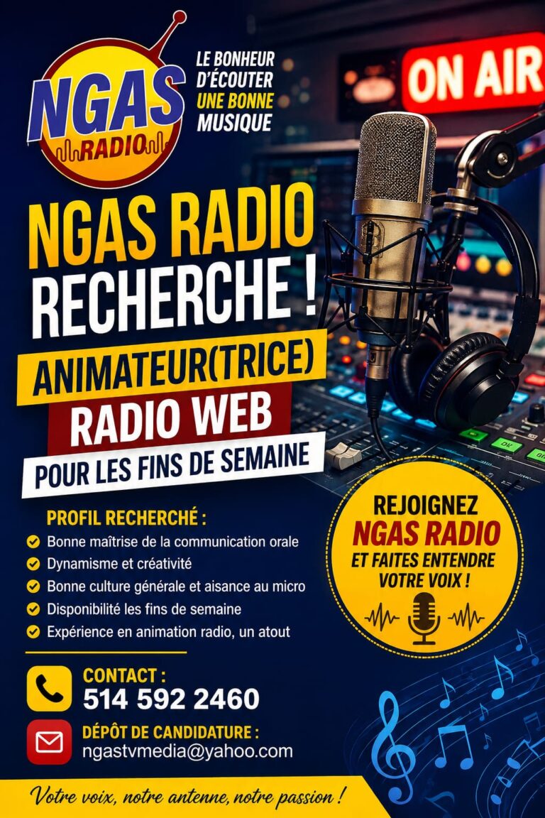 NGAS Radio recrute un(e) animateur(trice) Radio Web pour les fins de semaine