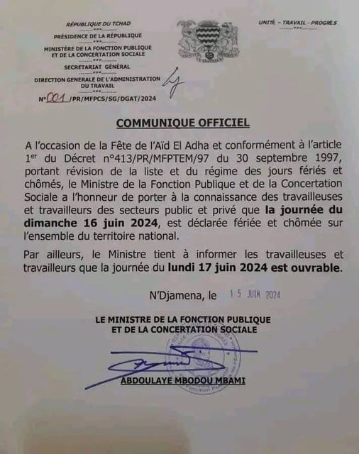 Communiqué Officiel