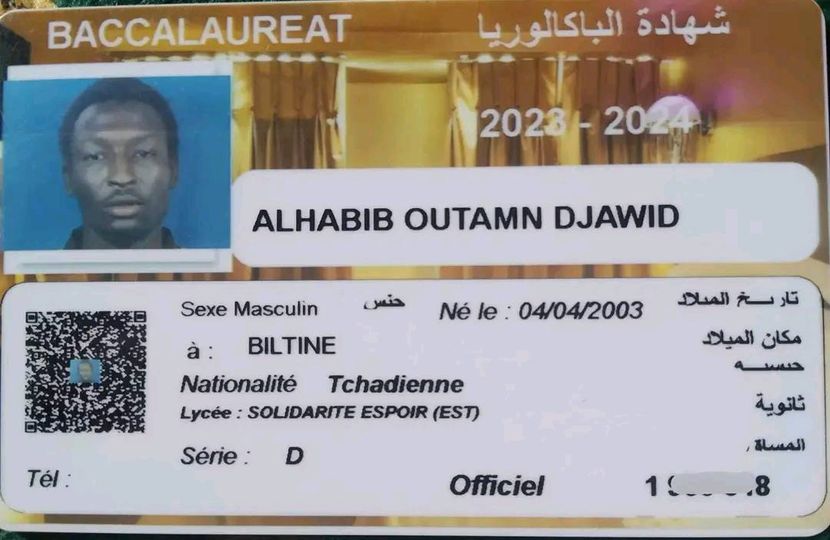 Tchad: Une carte biométrique au nom de Alhabib Outamn Djawid a été retrouvée par terre